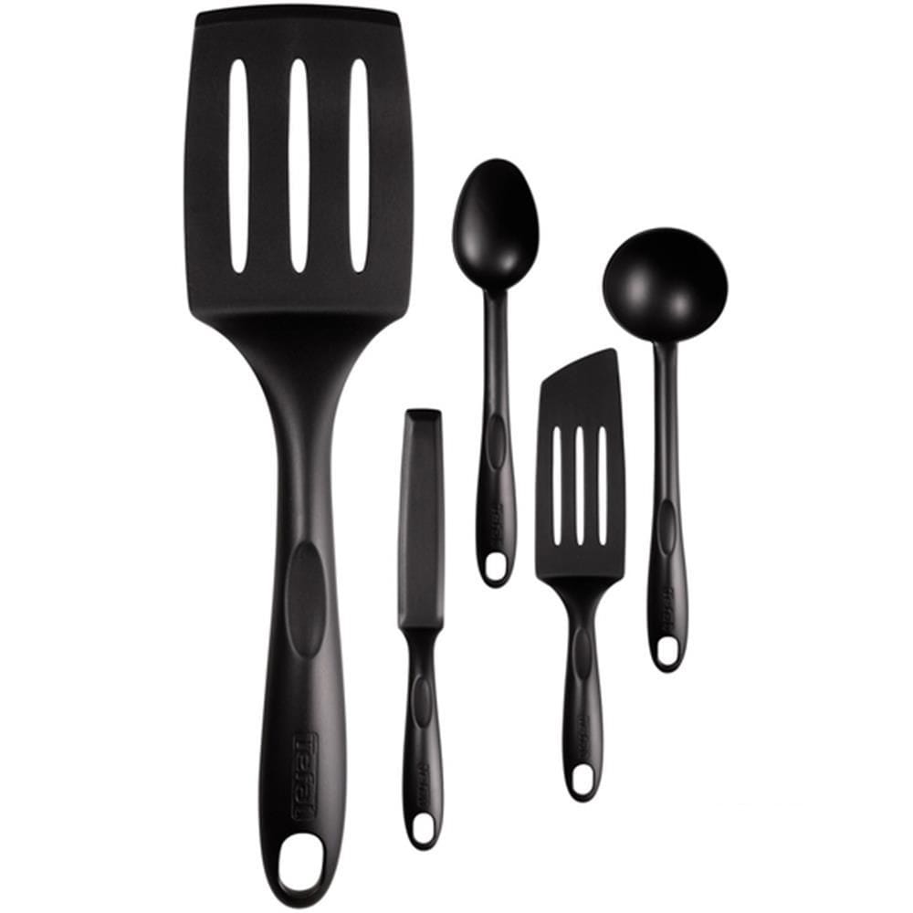 Tefal Bienvenue Kitchen Utensil Set, 5-Piece Heat-Resistant Cooking Tools, Non-Scratch Nylon Utensils, Ergonomic Handles - K001A504