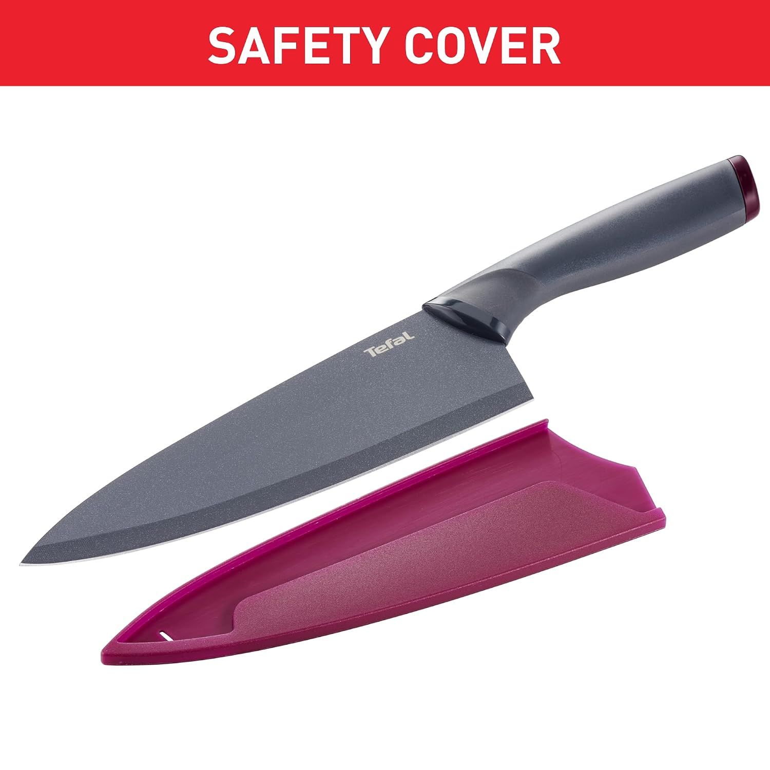 Tefal Fresh Kitchen Chef Knife, 20cm Stainless Steel Blade, Ergonomic Handle, Precision Cutting Kitchen Knife, Durable Design - K1220205