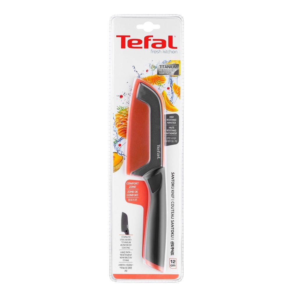 Tefal Fresh Kitchen Santoku Knife, 12cm Stainless Steel Blade, Precision Cutting Knife with Ergonomic Handle, Durable Kitchen Cutlery - K1220104
