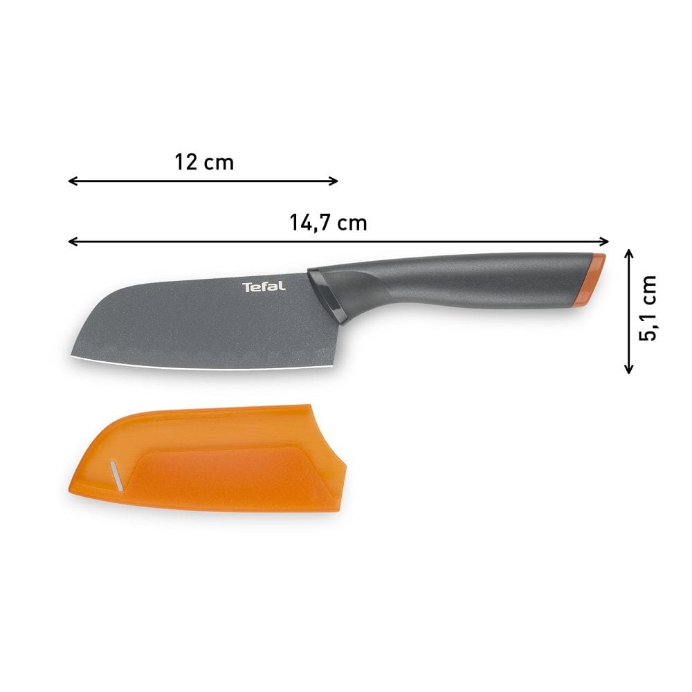 Tefal Fresh Kitchen Santoku Knife, 12cm Stainless Steel Blade, Precision Cutting Knife with Ergonomic Handle, Durable Kitchen Cutlery - K1220104