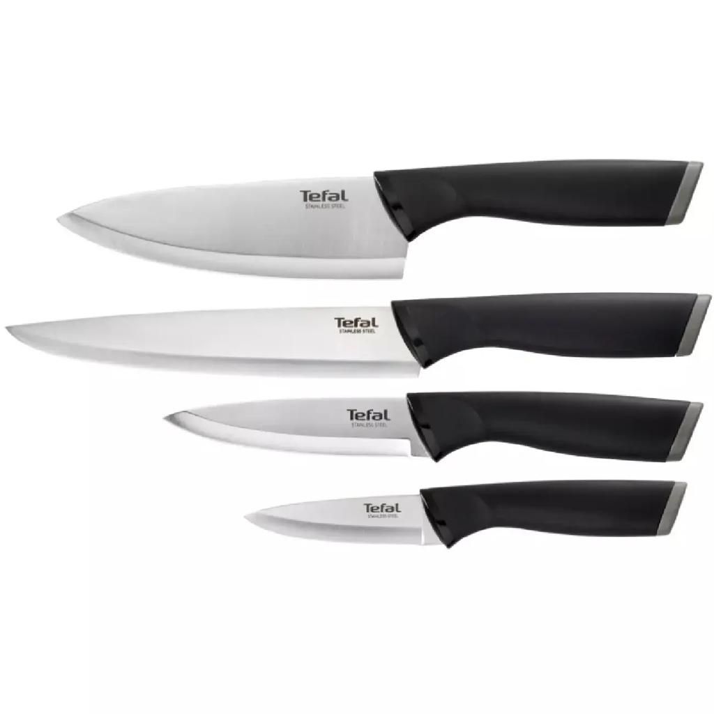 Tefal Comfort Kitchen Knife Set, 4-Piece Stainless Steel Blades, 9cm Paring, 12cm Utility, 15cm & 20cm Knives, Ergonomic Handles - K221S475
