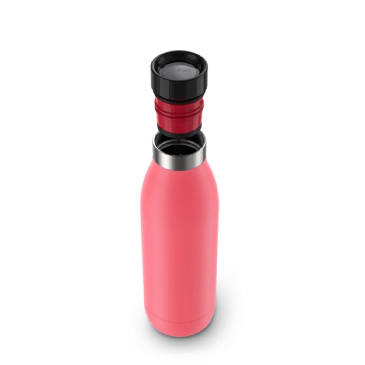 Tefal Bludrop Hydration Bottle, 0.5L Stainless Steel Insulated Water Bottle, Leakproof Full Coat Design, Pink -  N3110410