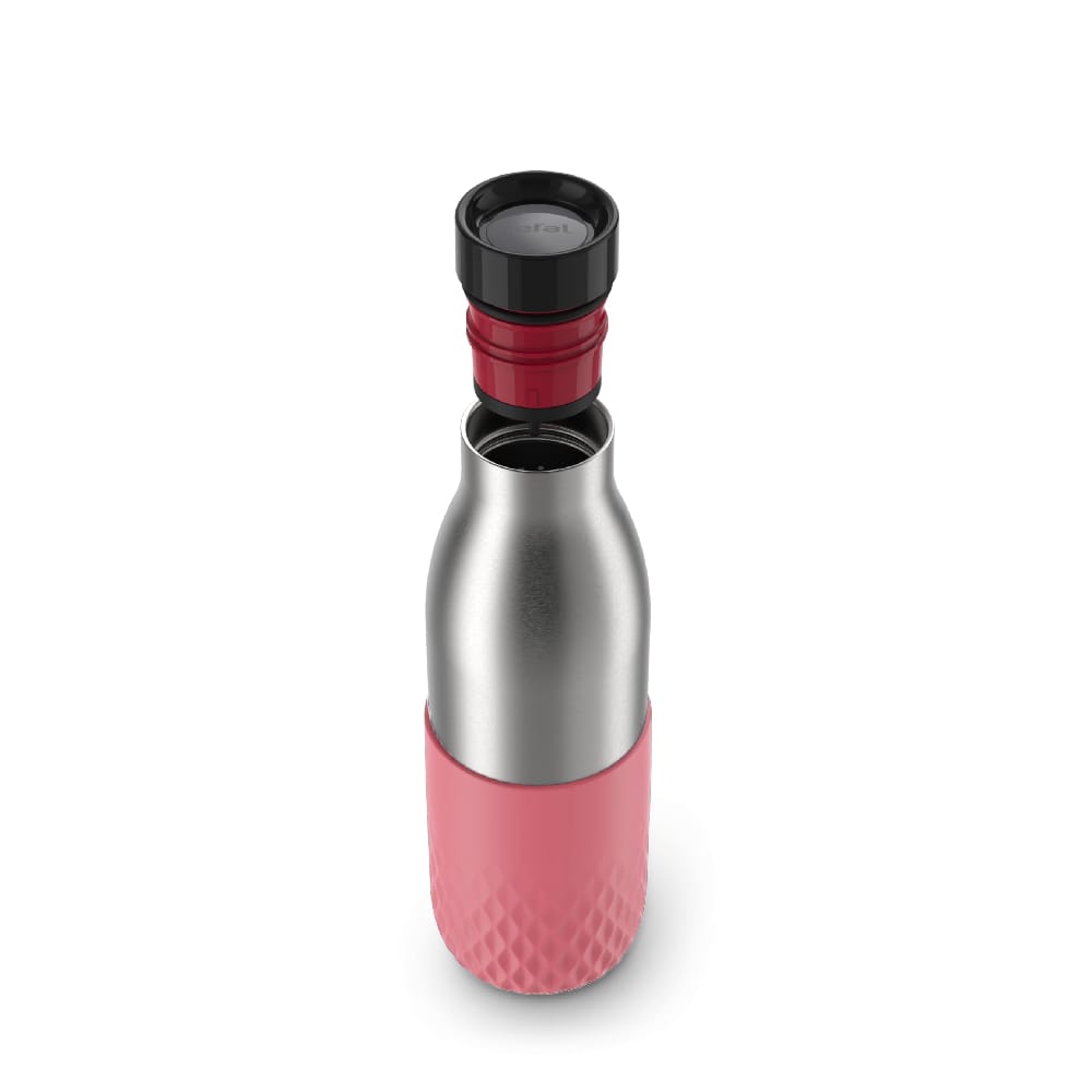 Tefal Bludrop Hydration Bottle, 0.5L Stainless Steel Insulated Water Bottle, Leakproof Reusable Design, Coral - N3110810