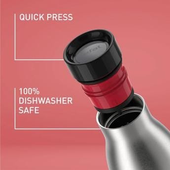 Tefal Bludrop Hydration Bottle, 0.5L Stainless Steel Insulated Water Bottle, Leakproof Reusable Design, Coral - N3110810