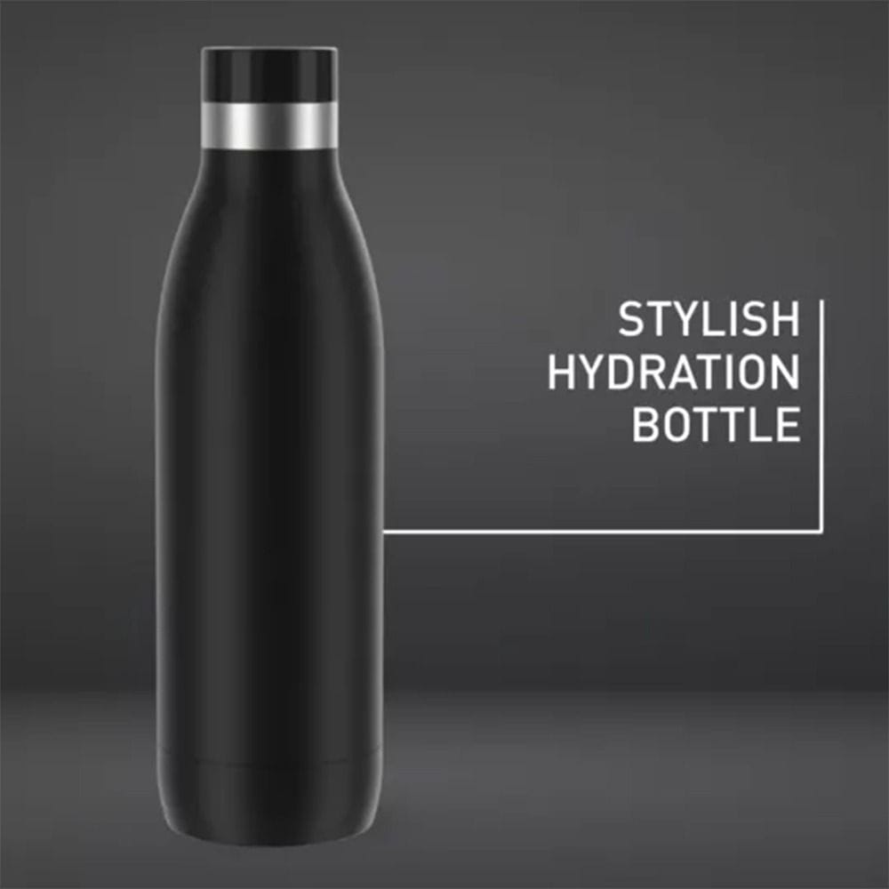 Tefal Bludrop Hydration Bottle, 0.7L Stainless Steel Insulated Water Bottle, Leakproof Reusable Design, Black - N3110910