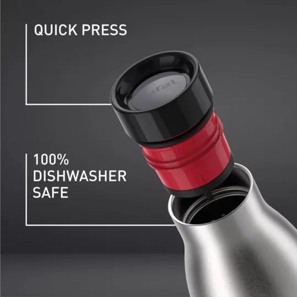 Tefal Bludrop Hydration Bottle, 0.7L Stainless Steel Insulated Water Bottle, Leakproof with Black Sleeve, Reusable Design - N3111110