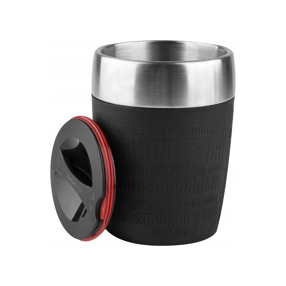 Tefal Travel Cup Thermal Bottle 0.2L, Stainless Steel Insulated Mug, Leakproof Vacuum Flask, Reusable Coffee Cup  Black - K3081314