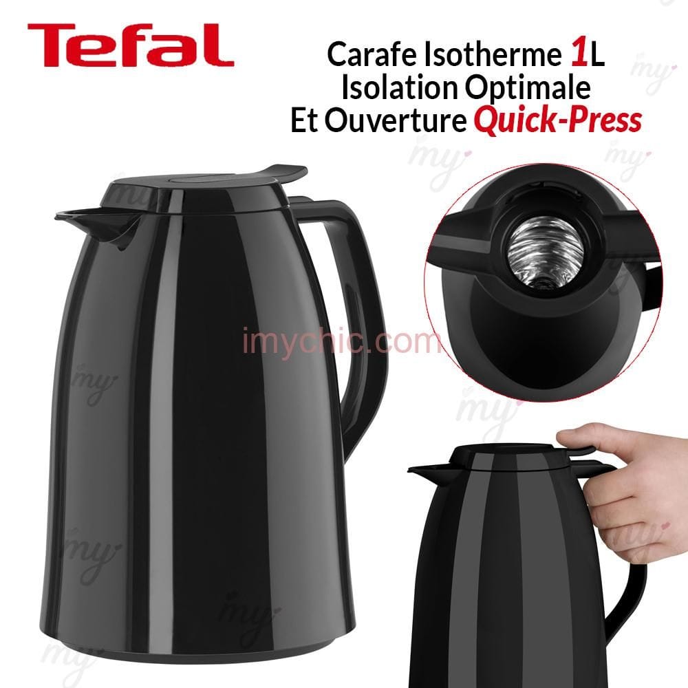 Tefal Mambo Isotherm Jug, 1L Insulated Thermal Jug, Hot & Cold Beverage Carafe, Black - K3037112