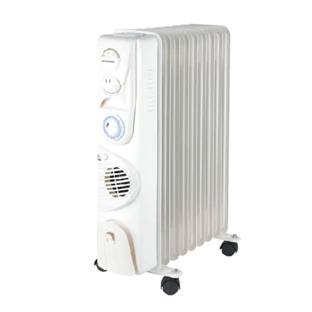 Westpoint Oil-Filled Electric Radiator Heater, 9 Fins, 2400W Power, Adjustable Thermostat - White, WHK-921.FT