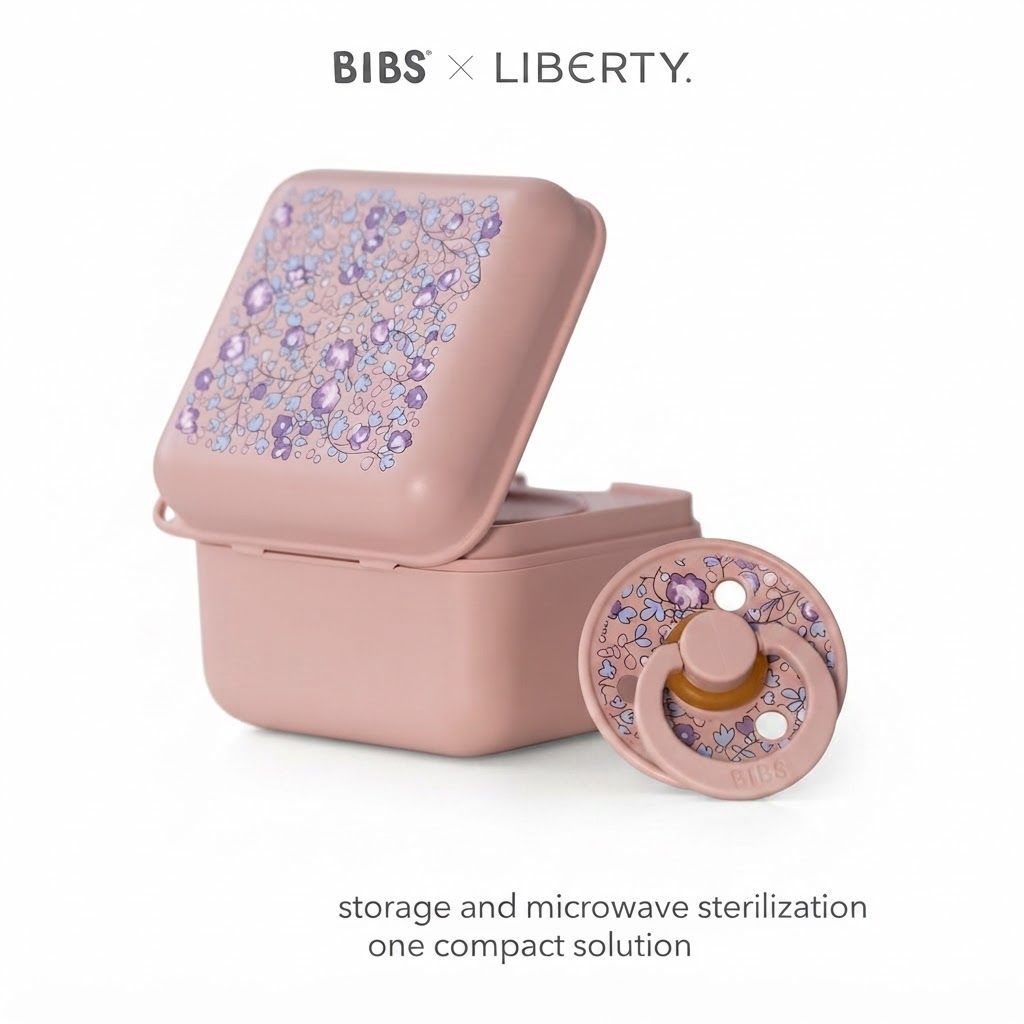 BIBS X Liberty Pacifier Box, Holds Up To Three Pacifiers, Made From Safe 100% Food-Grade Materials, Easy Fastening Strap - Eloise Blush
