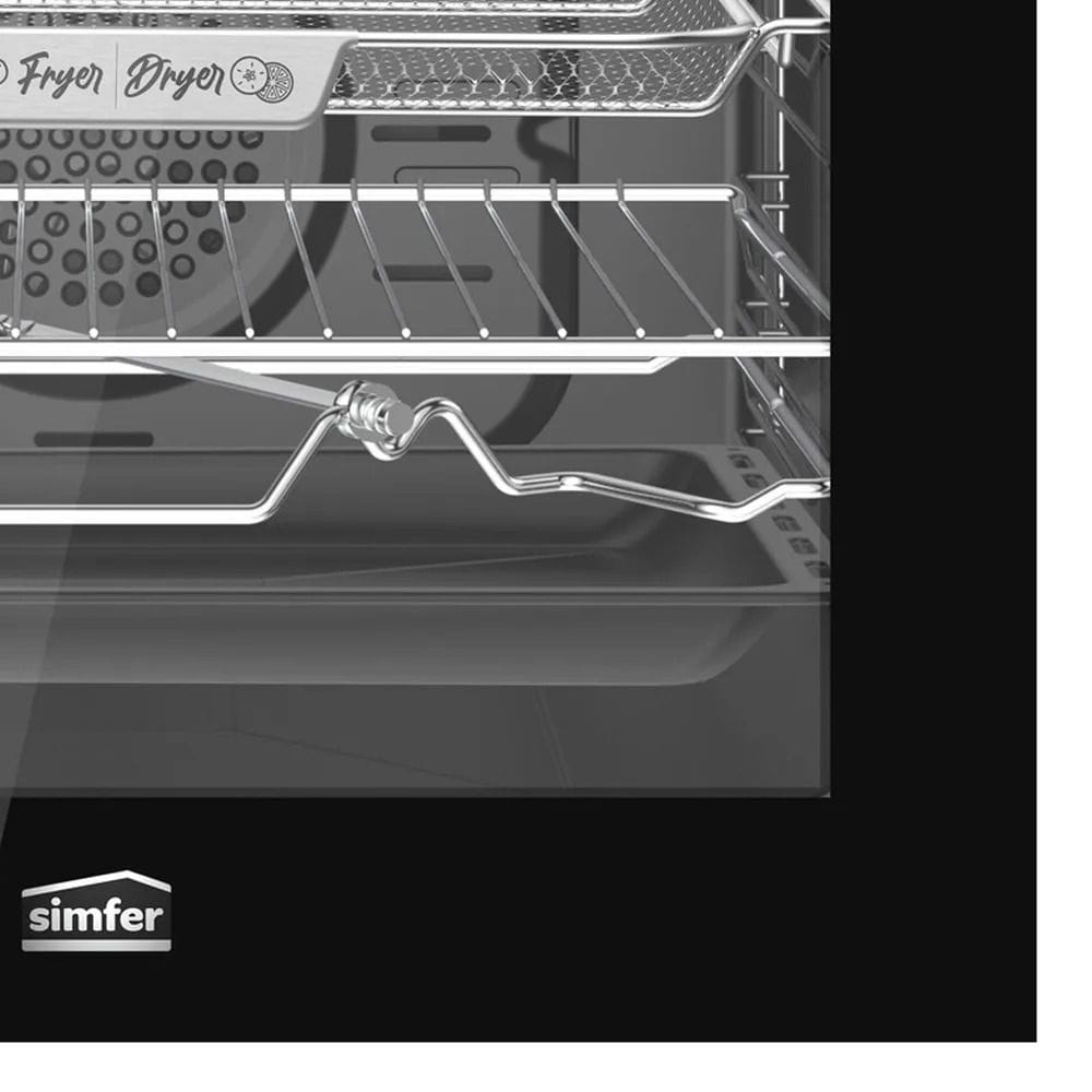Simfer 60cm Built-In Electric Oven, 66L Capacity, 8 Cooking Functions, 3D Cooking, Tempered Glass Panel | Black - SMFELC60D
