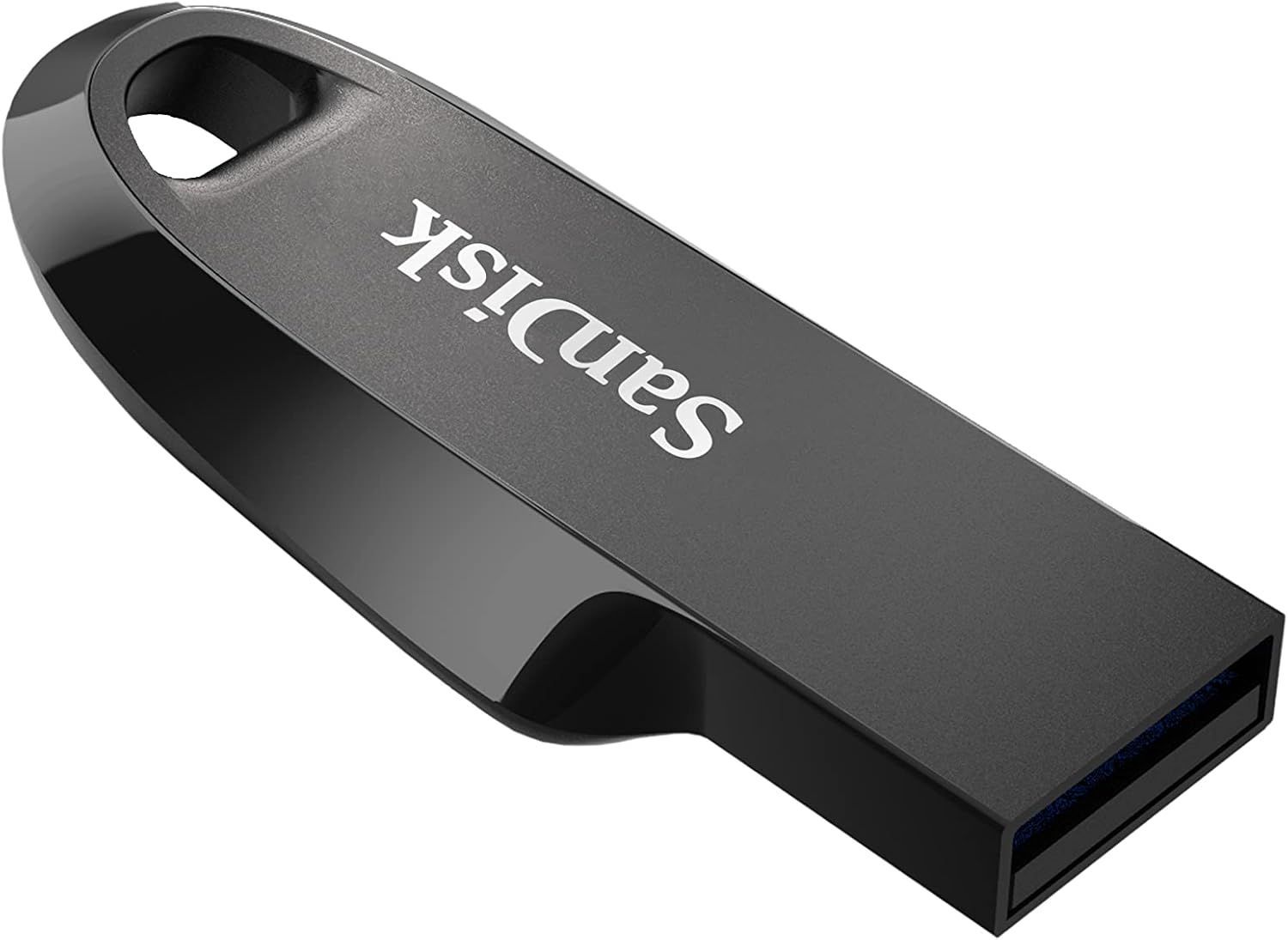SanDisk Ultra Curve USB 3.2 Flash Drive 32GB with Compact Capless Design, Fast File Transfers, Plug-and-Play Storage & Keyring Loop | Black - 619659186784