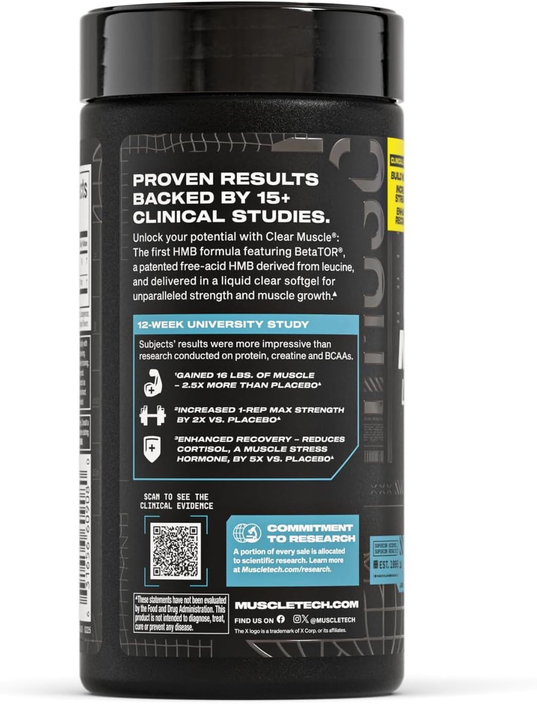 MuscleTech Clear Muscle HMB Supplements 1000mg | Enhance Recovery & Lean Muscle