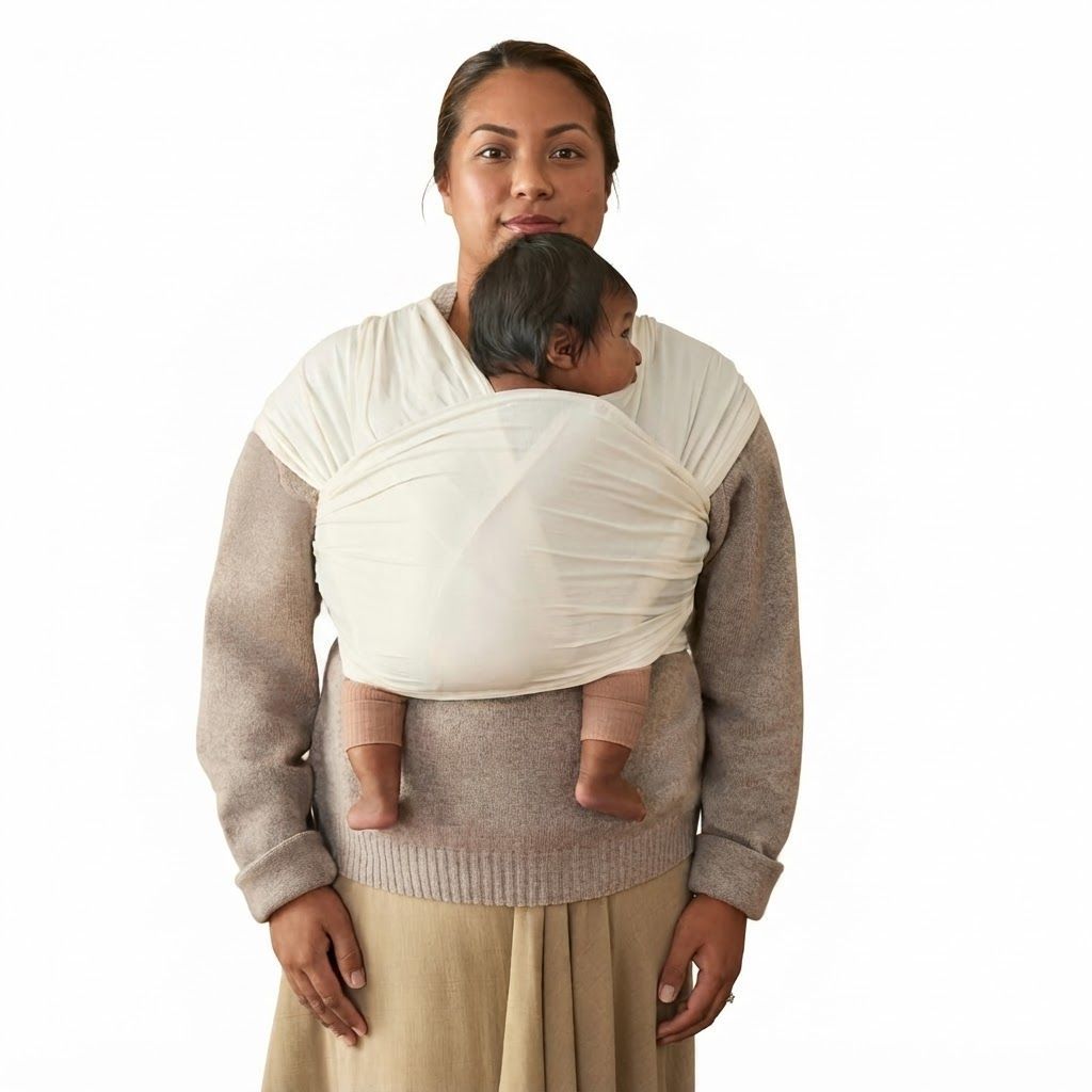 Ergobaby Aura Baby Wrap 0-12 Months, Breathable And Lightweight Design, Custom Fit, Sustainably Source Fabric - Cream