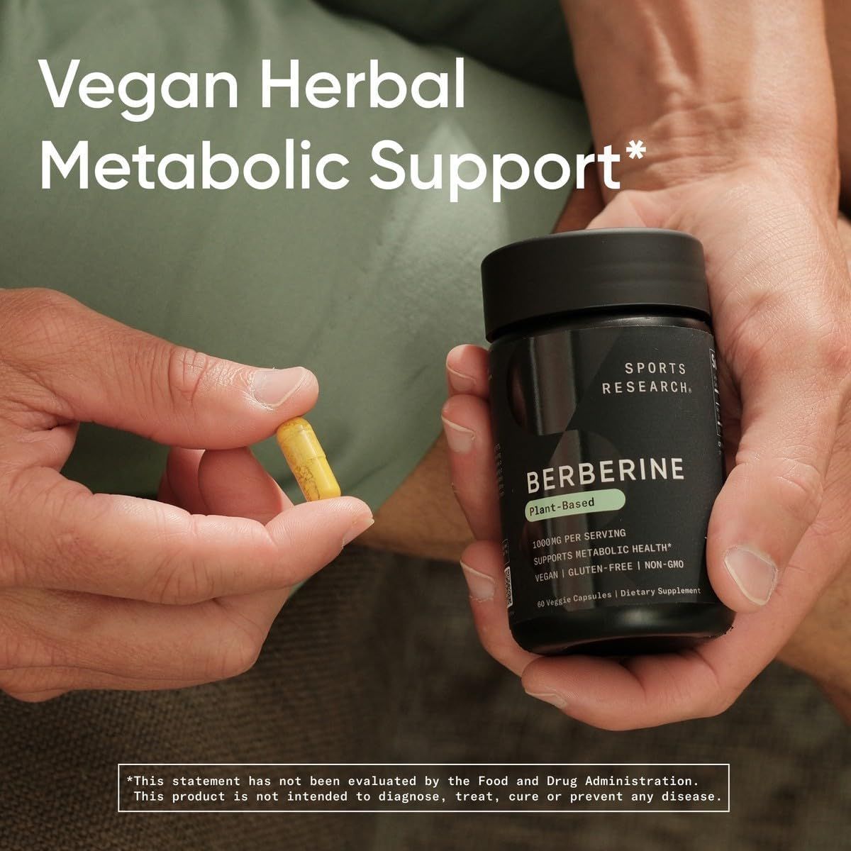 Sports Research Vegan Berberine 1000mg - Herbal Metabolic Support Supplement