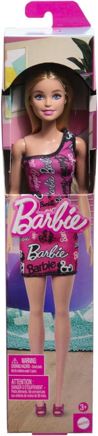 Barbie Fashion Doll with Trendy Pink Dress & Blonde Hair