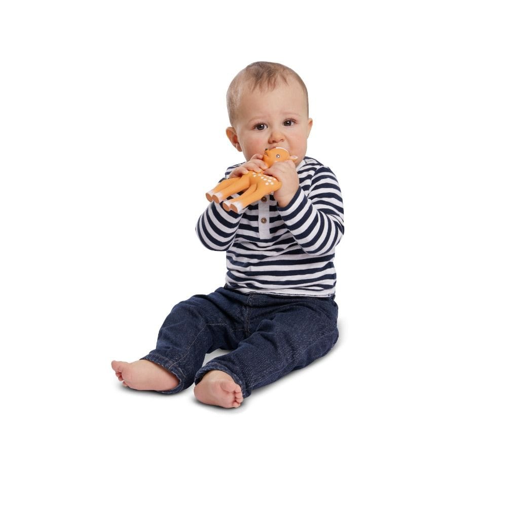 Sophie La Girafe Fanfan The Fawn Teether Toy 0+ Monthss, Encourages Motor Skills, Stimulates Baby's Senses, Soft And Flexible For Teething - Brown/White