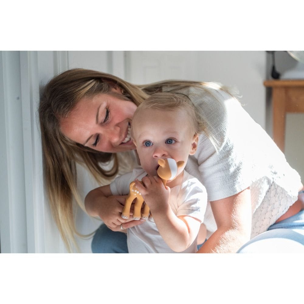 Sophie La Girafe Fanfan The Fawn Teether Toy 0+ Monthss, Encourages Motor Skills, Stimulates Baby's Senses, Soft And Flexible For Teething - Brown/White
