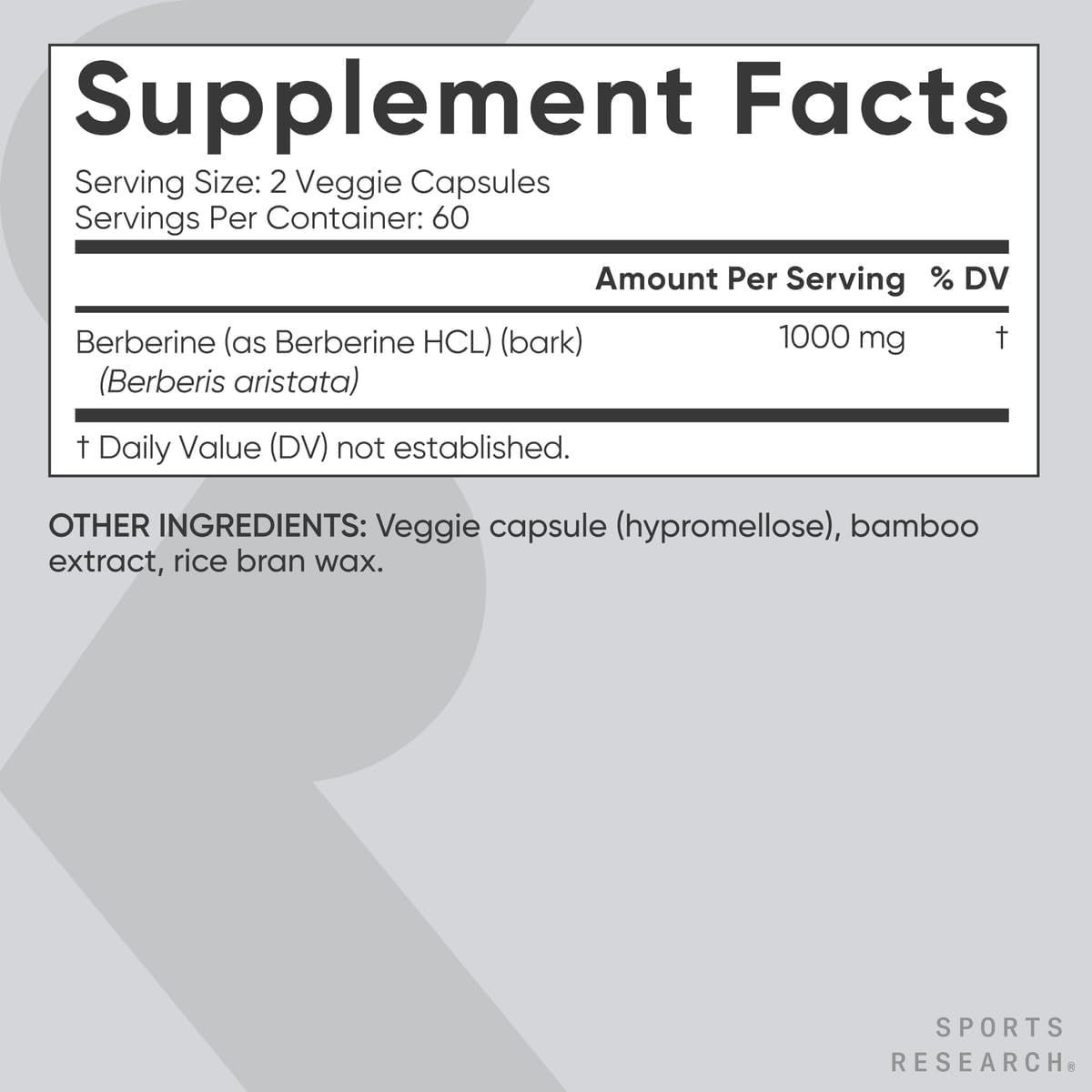 Sports Research Vegan Berberine 1000mg - Ayurvedic Metabolic Support