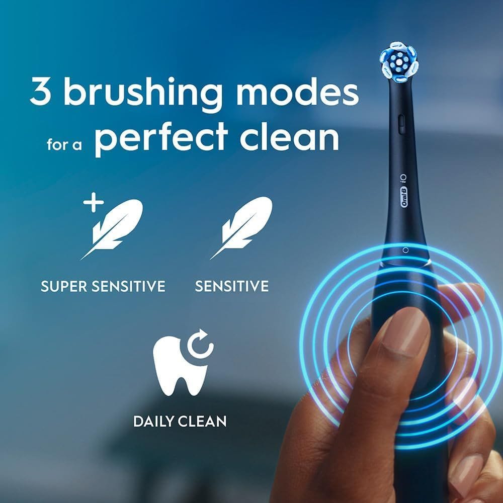 Oral-B iO2 Series 2 Electric Toothbrush, Night Black - Smart Pressure Sensor, 3 Modes, Micro-Pulses