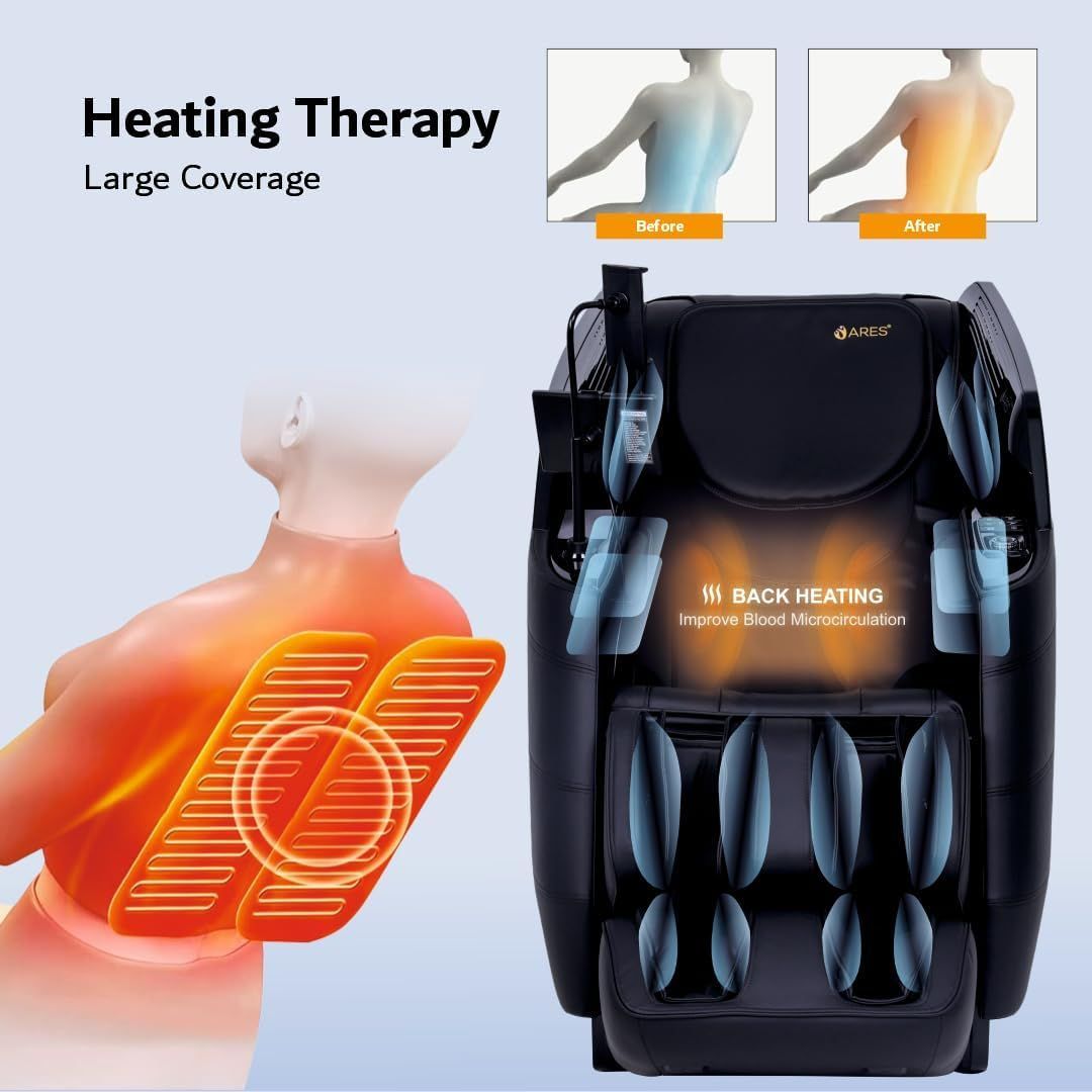 ARES uRest 4D Pro Massage Chair, Luxury Black Recliner, SL-Track, 20 Smart Modes, Zero Gravity, Bluetooth Audio, Wireless Phone Charging