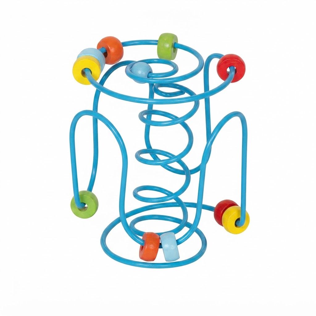 Hape Spring-A-Ling Wooden Bead Maze - Interactive Developmental Toy for Babies & Toddlers, Blue