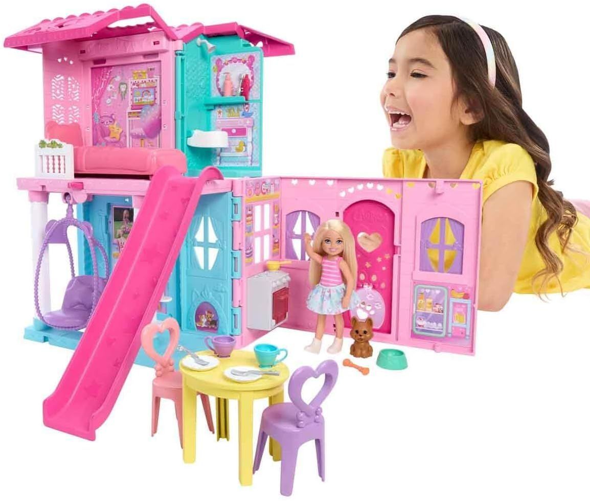 Barbie Chelsea Dollhouse with Accessories - Pop-Up House & Play Areas