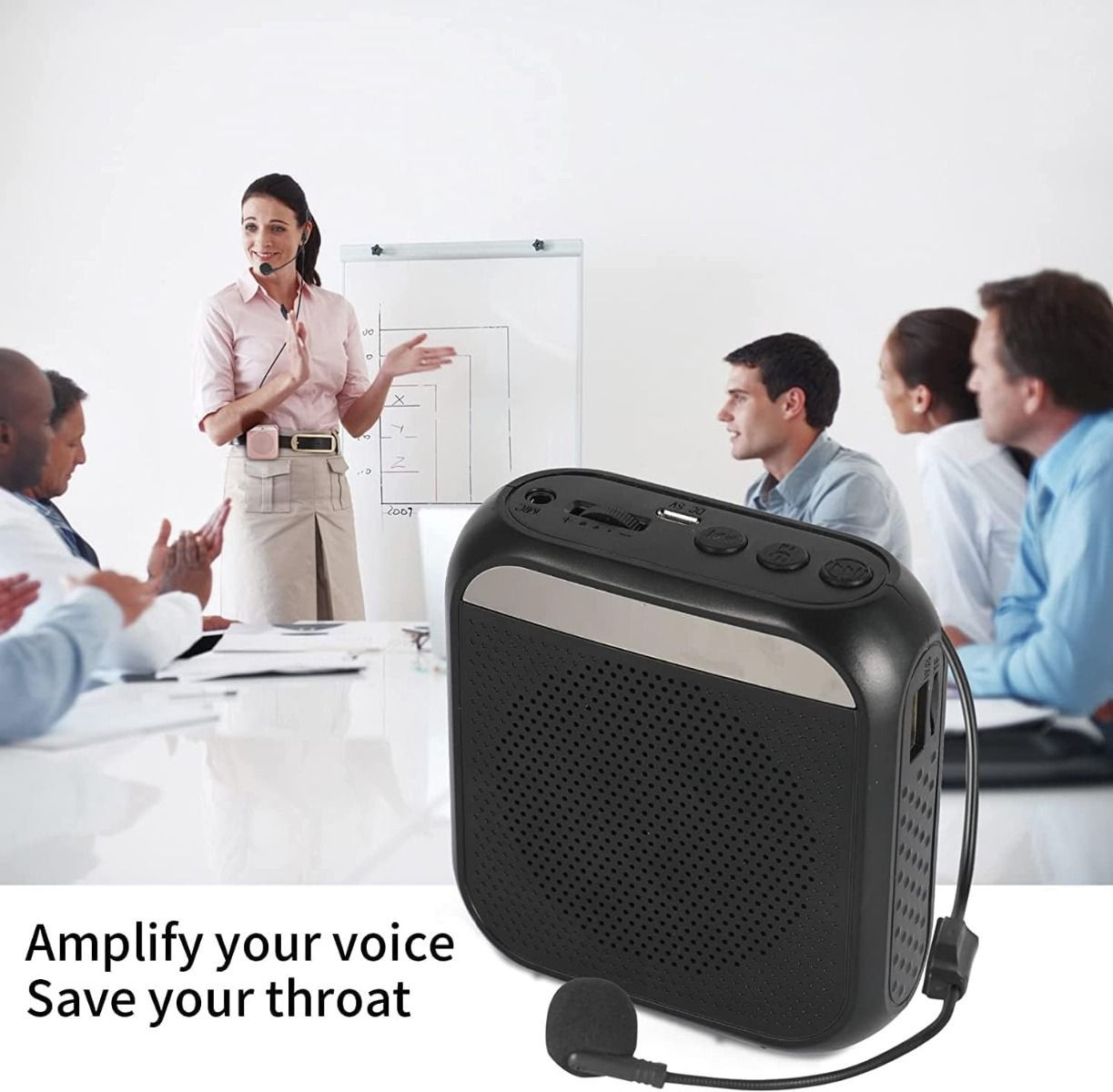 ELECDON Voice Amplifier with Wired Microphone Headset, Portable Rechargeable PA Speaker, Personal Speech Amplifier for Teachers, Tour Guides, Coaches, Yoga & Fitness|Black