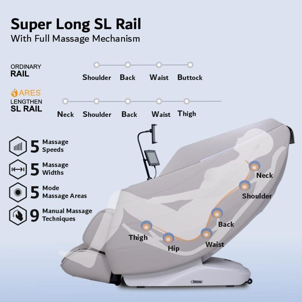 ARES uRest 4D-PRO Massage Chair, Brown Leather, Super Long SL-Track, 20 Auto Programs, Heating Therapy, Zero Gravity 