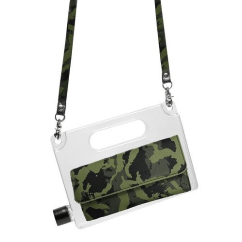 Aquapurse Clear Camo Water Bottle with Detachable Purse, BPA-Free Bottle, Reusable Hydration Bottle - 700ml