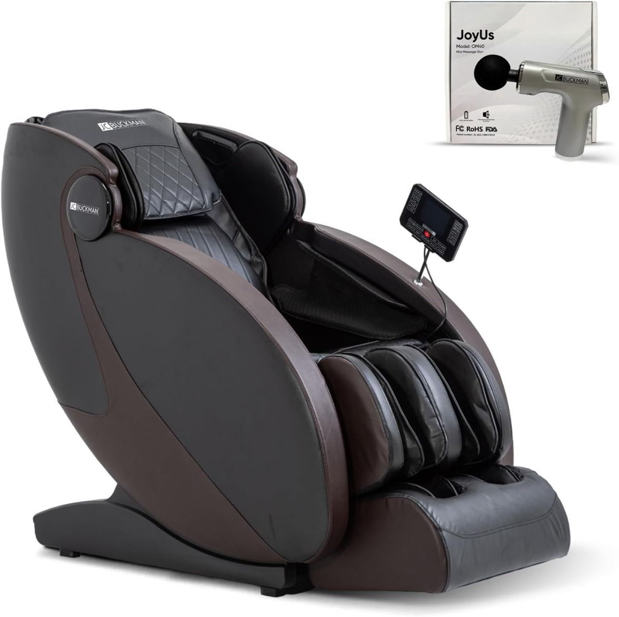 JC BUCKMAN 2D Full Body Massage Chair, Zero Gravity Recliner with 28 Massage Rollers, 12 Auto Programs, Waist Heating & Bluetooth Speakers | Dark brown