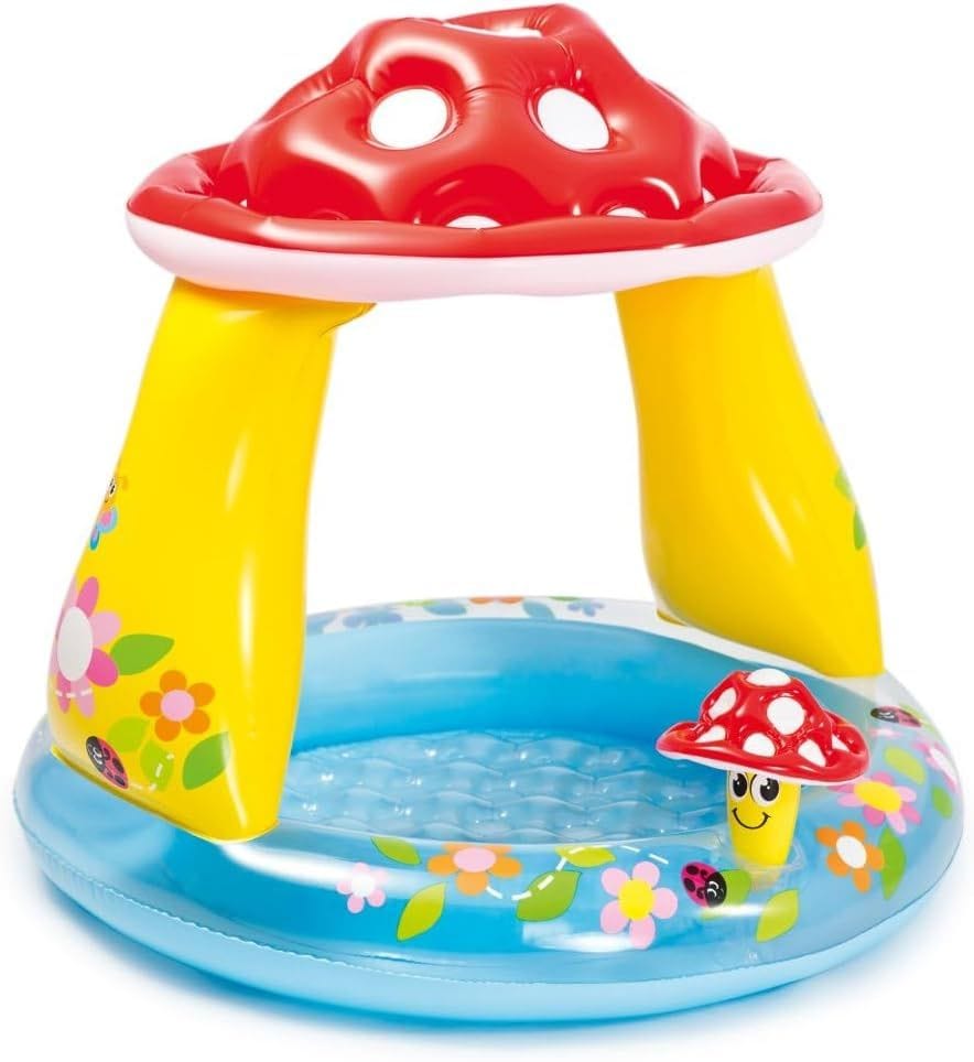 Intex Mushroom Baby Pool, Colorful Inflatable Toddler Pool, 102 x 89cm, Soft Garden Paddling Pool, Multi Color
