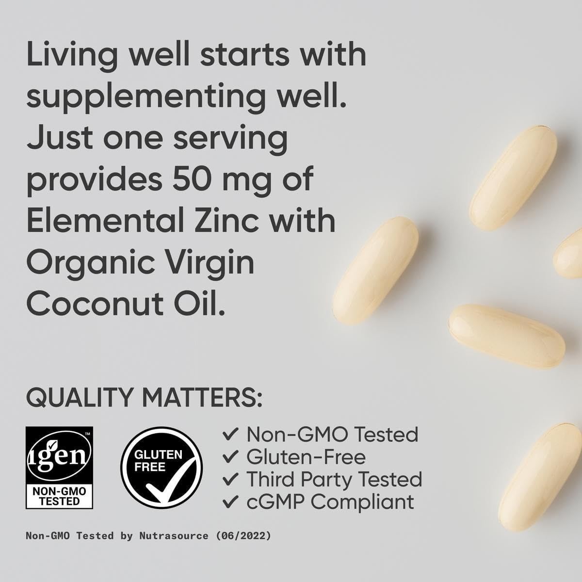 Sports Research Zinc Picolinate 50mg with Coconut Oil - Immune Support Softgels