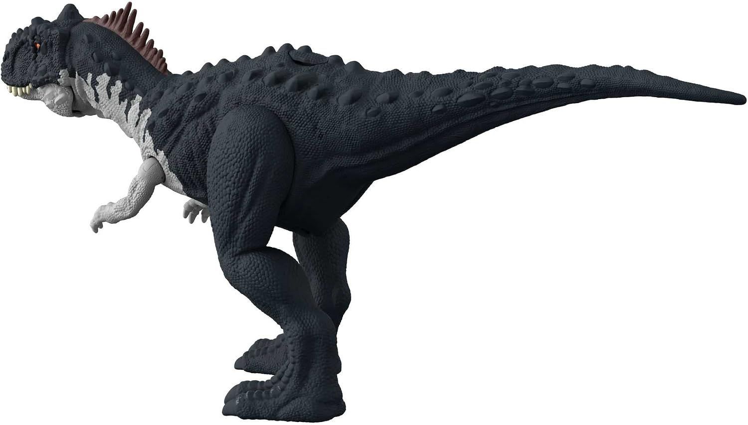 Mattel Jurassic World Dominion Roar Strikers Rajasaurus Action Figure, Roaring Sounds, Neck Stretching Feature, Multicolor
