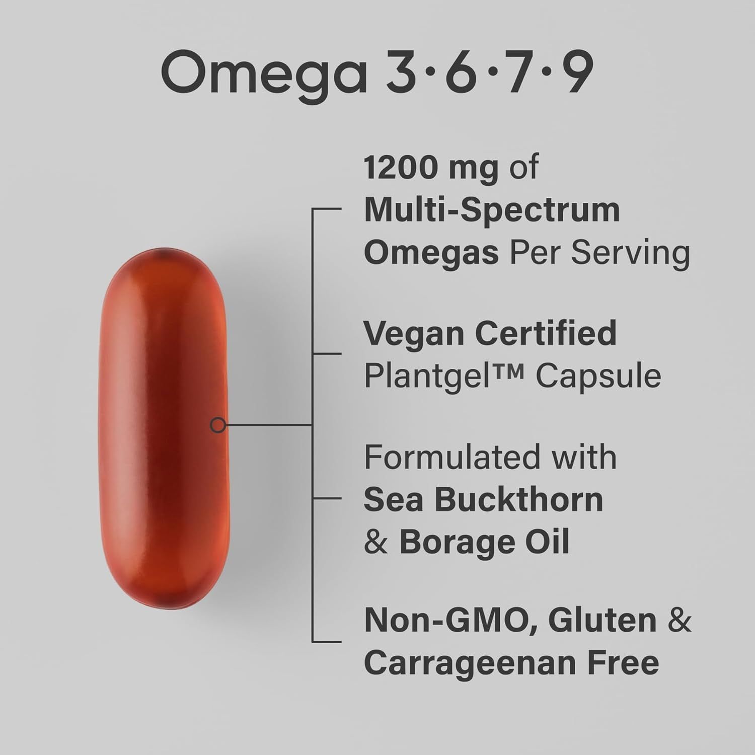 Sports Research Vegan Omega 3-6-7-9 - 1200 mg Multi-Spectrum Fatty Acids