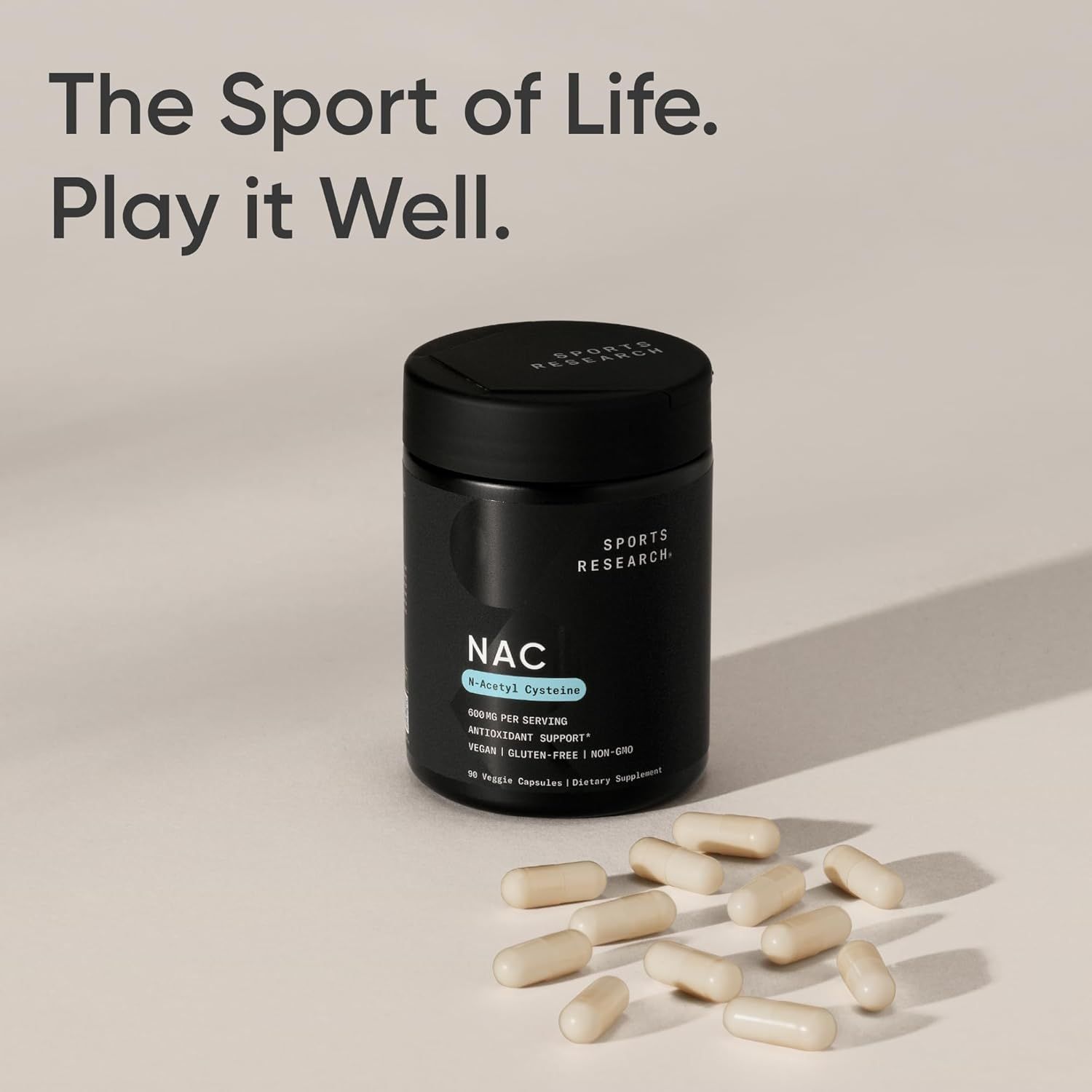 Sports Research Vegan NAC Supplement 600mg - Antioxidant & Immune Support