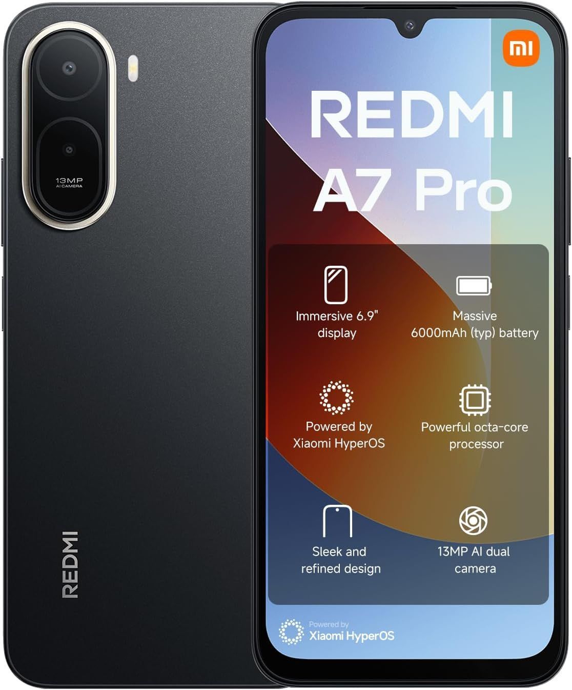REDMI A7 Pro ブラック 4GB RAM 128GB ROM Xiaomi REDMI A7 Pro Black - 128G ROM, 4G RAM