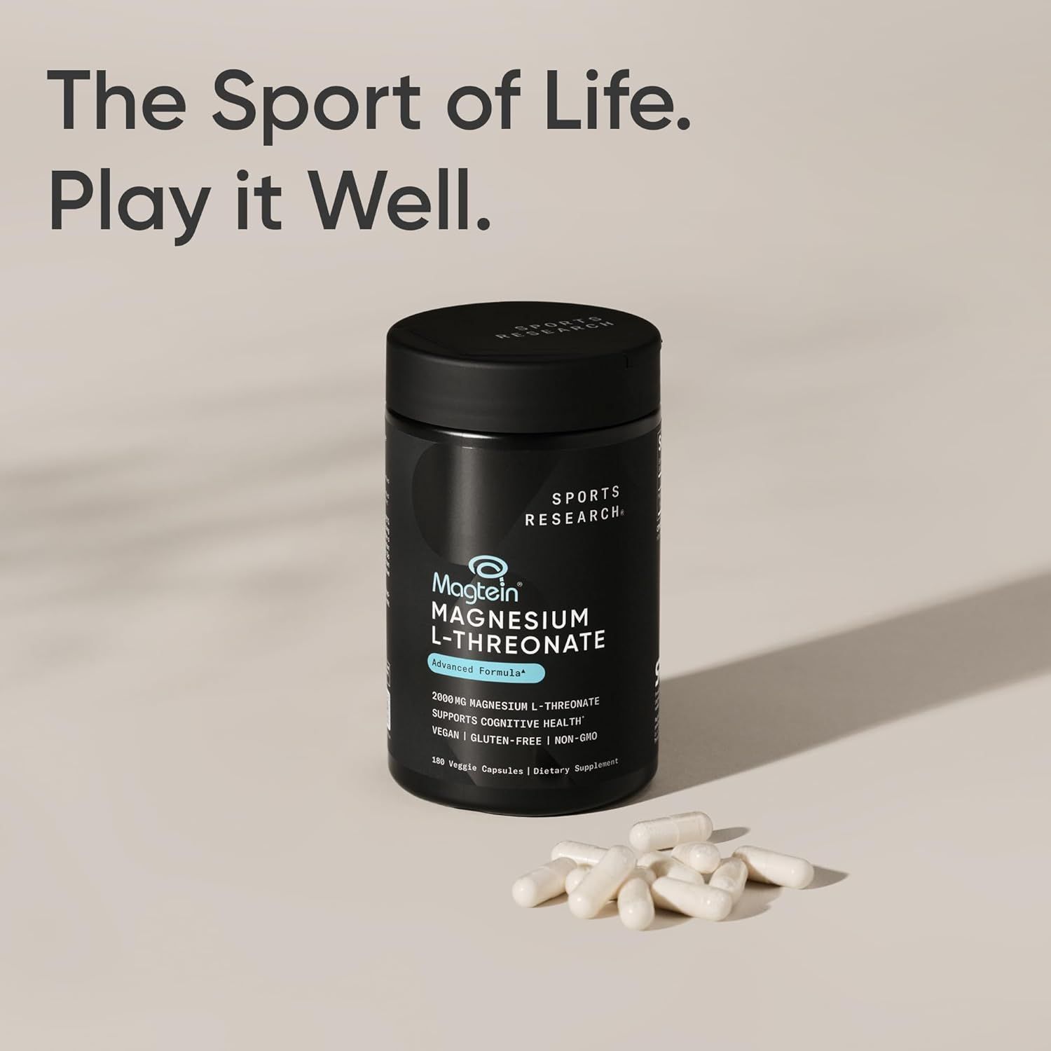 Sports Research Magtein Magnesium L-Threonate Capsules for Enhanced Brain Health