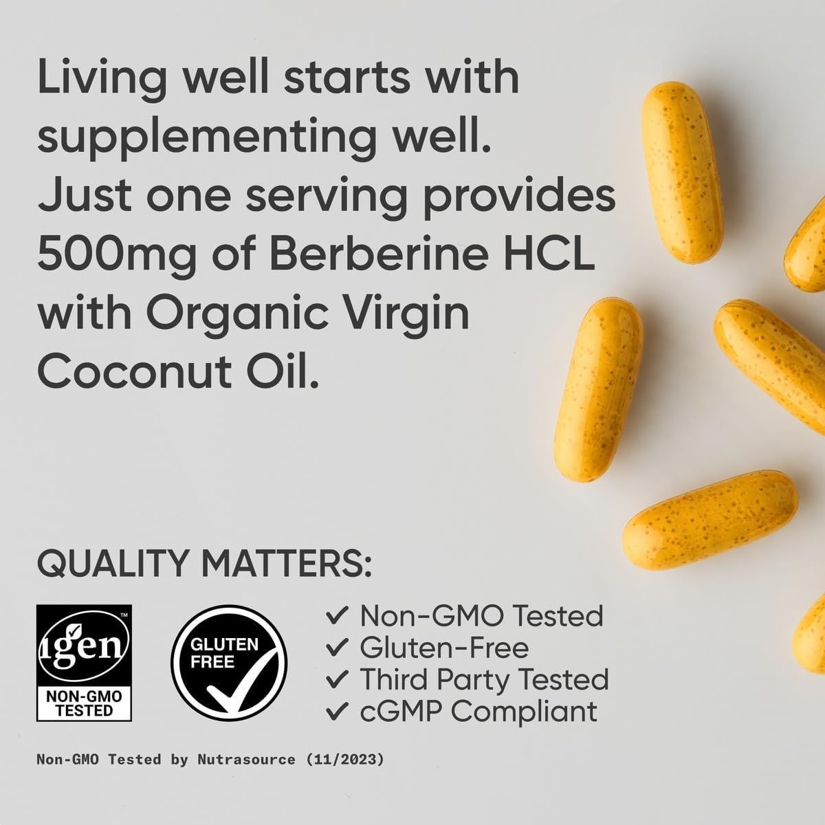 Sports Research Herbal Berberine Supplement with Coconut Oil - 500mg Softgels for Metabolic Support