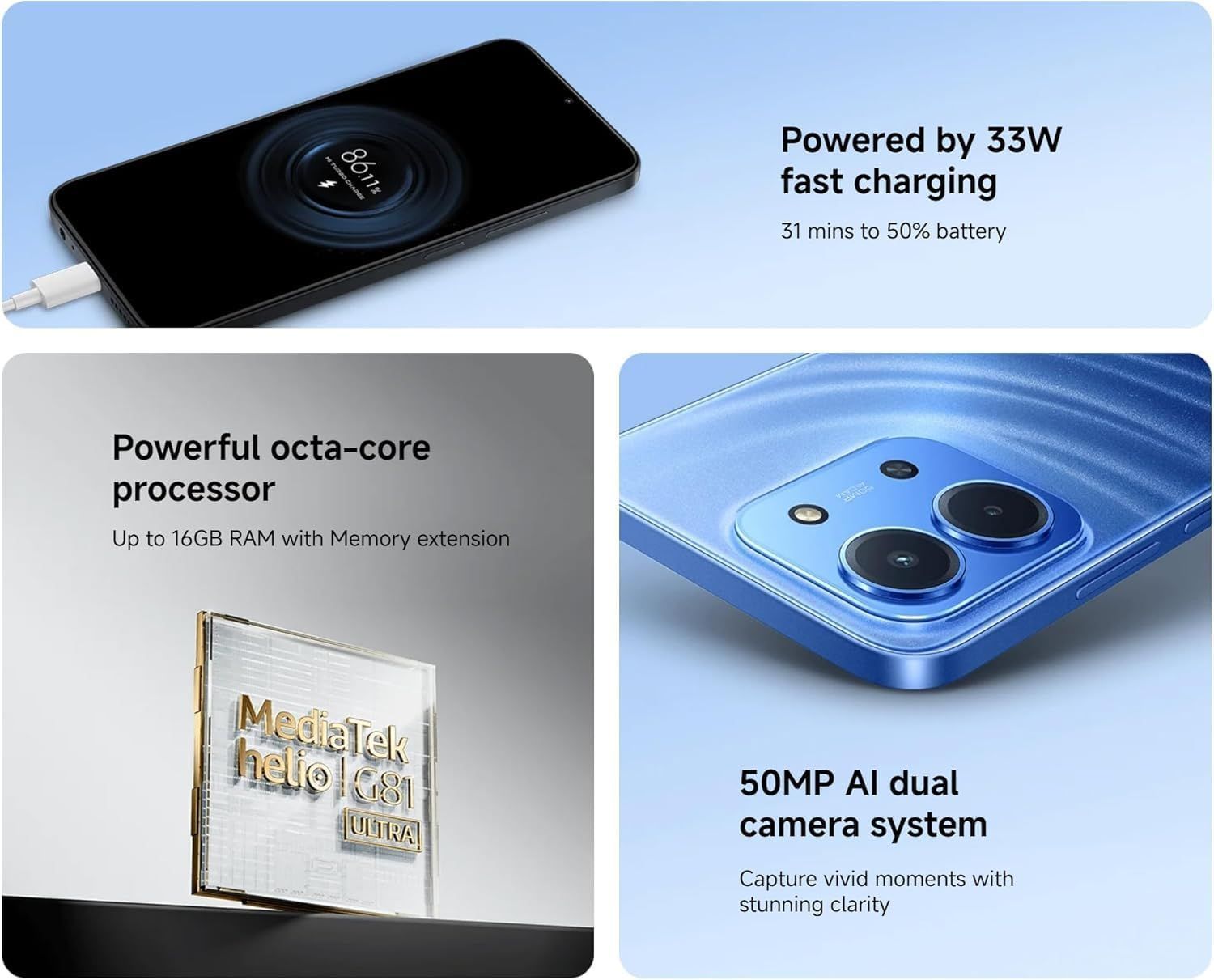 XIAOMI Redmi 15C 4G - 6.9" Display, 50MP Camera, 6000mAh Battery | Blue