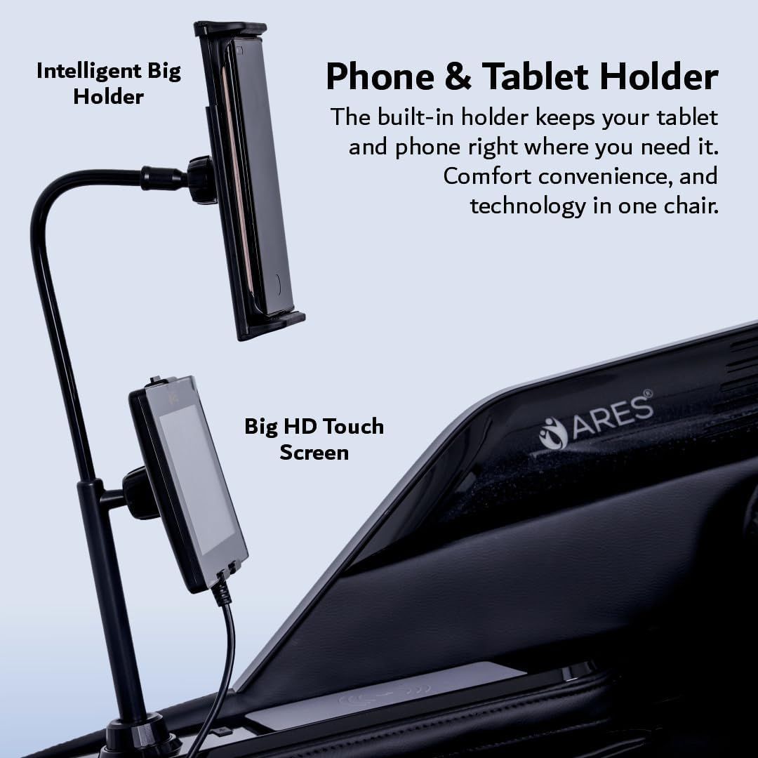 ARES uRest 4D Pro Massage Chair, Luxury Black Recliner, SL-Track, 20 Smart Modes, Zero Gravity, Bluetooth Audio, Wireless Phone Charging