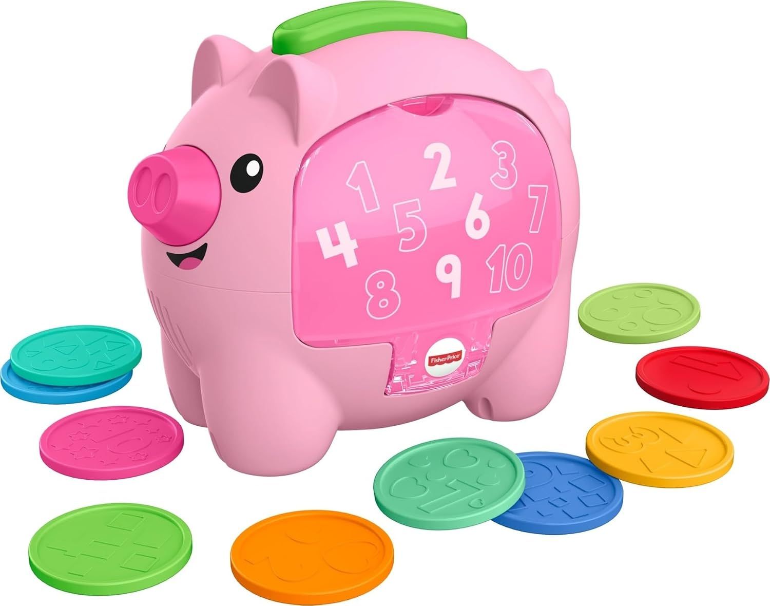 Fisher-Price Laugh & Learn Count & Rumble Piggy Bank, Musical Learning Toy for Babies with 10 Colorful Coins, 6 Months+