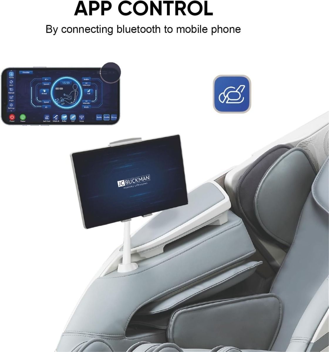 JC BUCKMAN GloryUs 4D Full Body Massage Chair with Massage Gun, AI Body Scan, Zero Gravity, 20 Auto Programs | off White