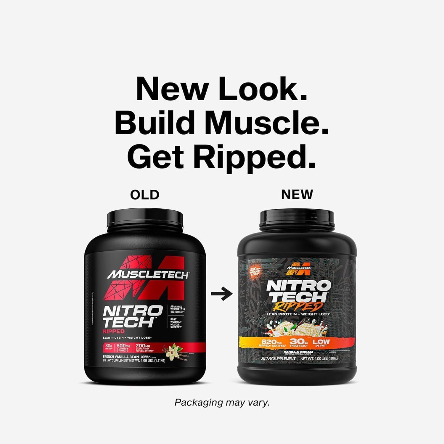 MuscleTech Nitro-Tech Ripped Whey Protein - 30g Protein for Lean Muscle & Weight Loss