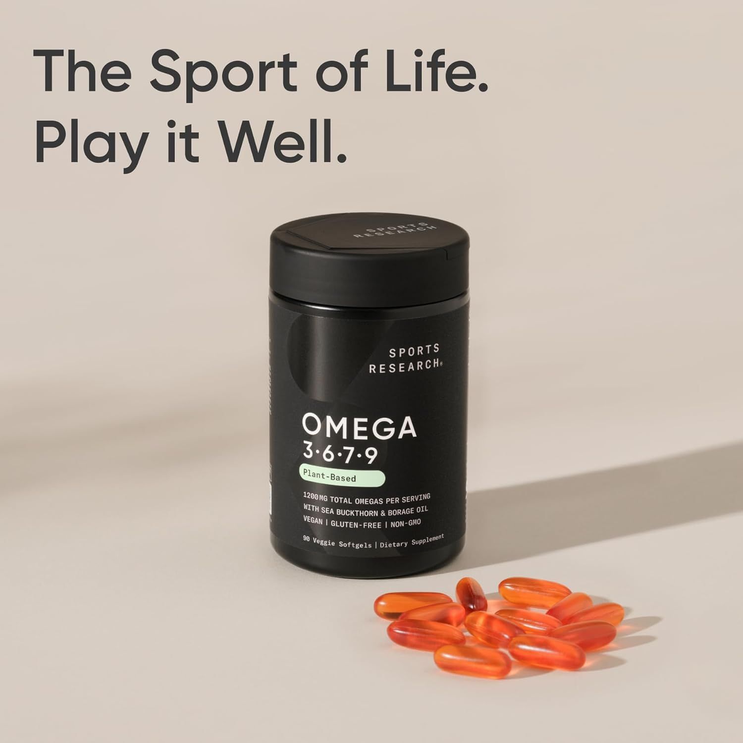 Sports Research Vegan Omega 3-6-7-9 - 1200 mg Multi-Spectrum Fatty Acids