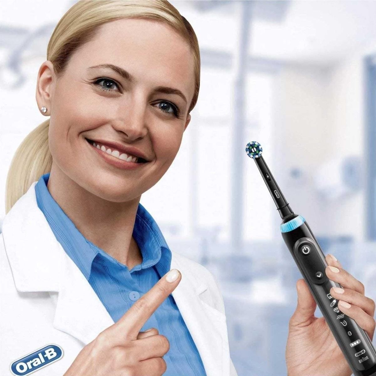 Oral-B CrossAction Electric Toothbrush Replacement Brush Heads, Black, 4-Count - Deep Cleaning