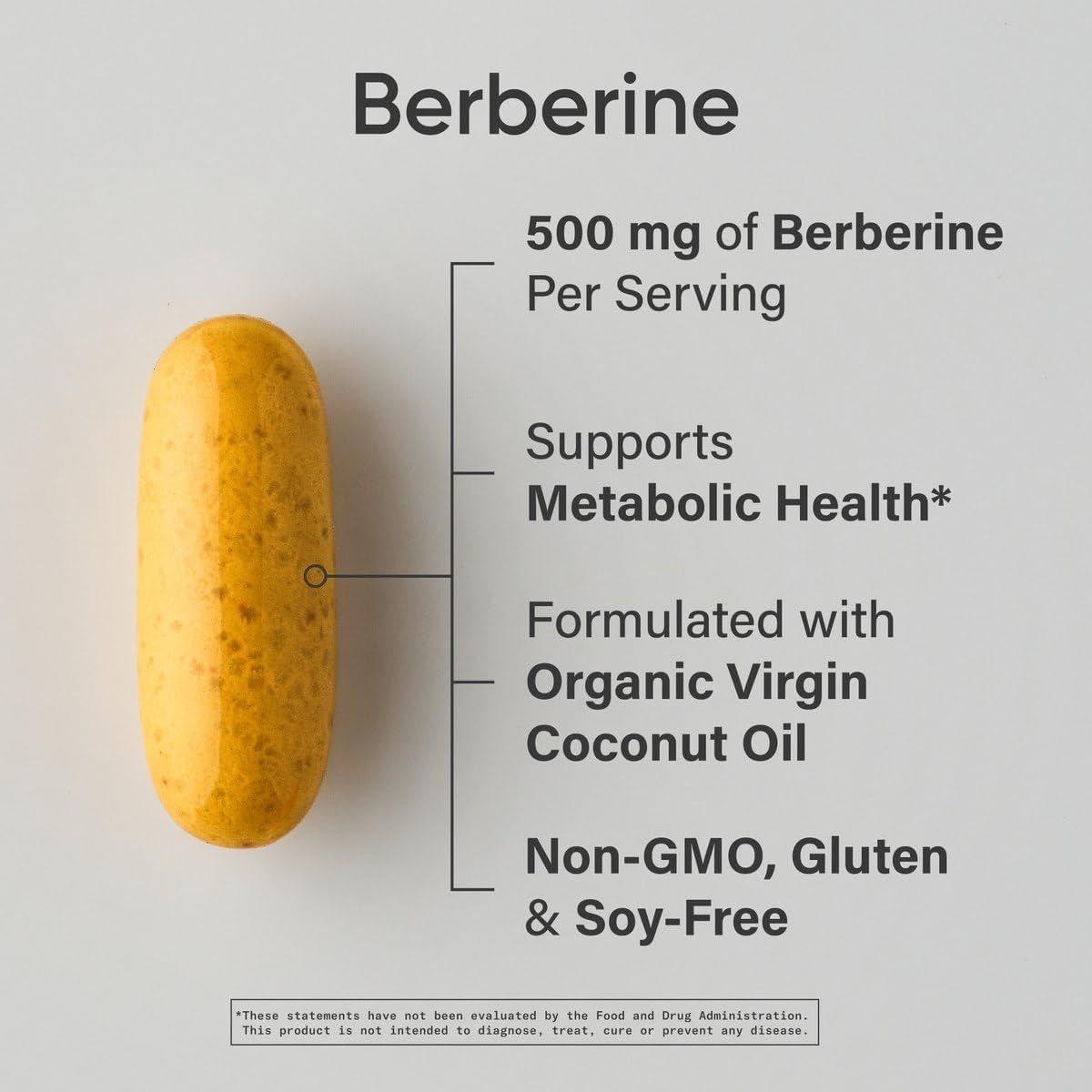 Sports Research Herbal Berberine Supplement with Coconut Oil - 500mg Softgels for Metabolic Support