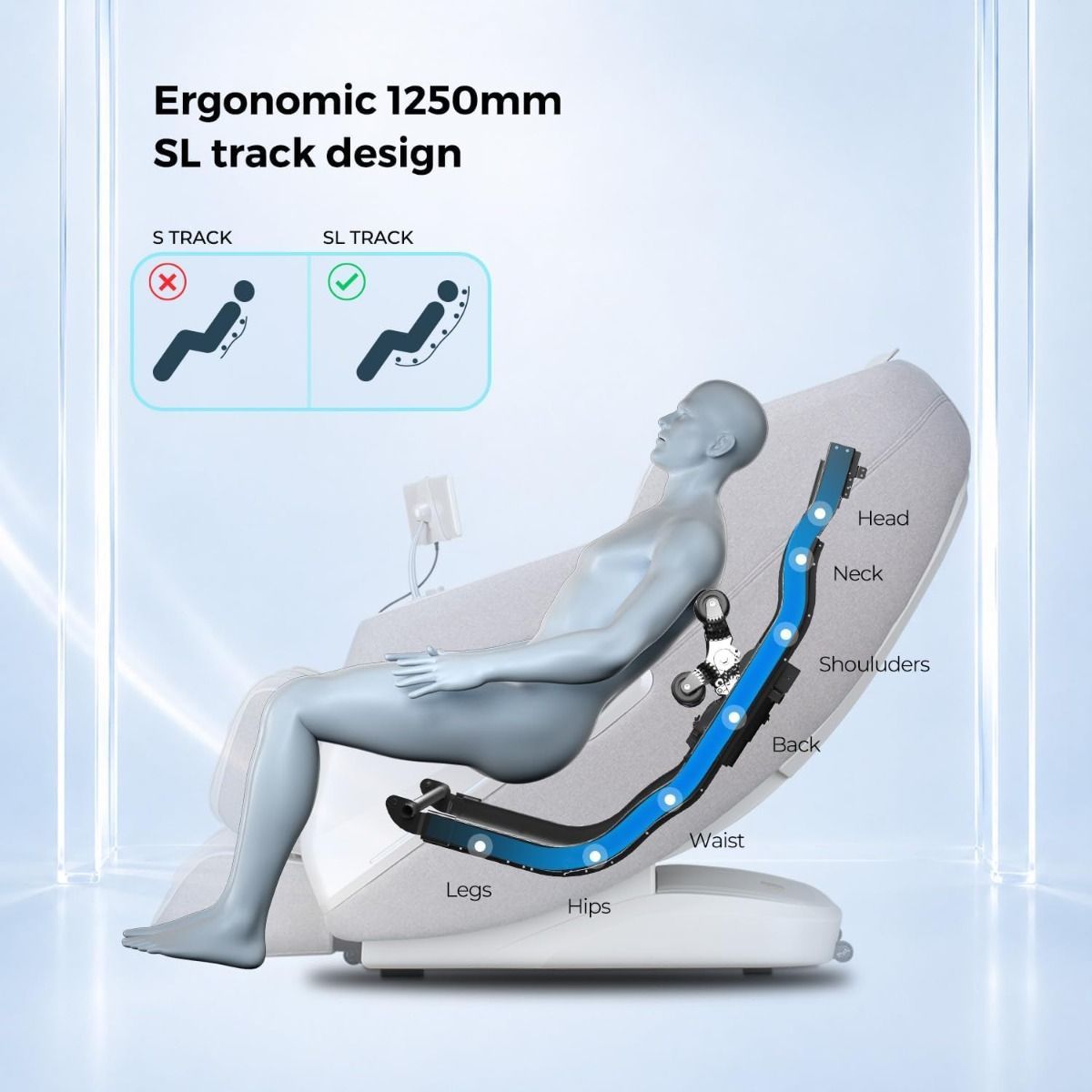 JC BUCKMAN ExaltUs 4D Full Body Massage Chair, Zero Gravity Recliner with SL-Track, 12 Auto Programs | Off White