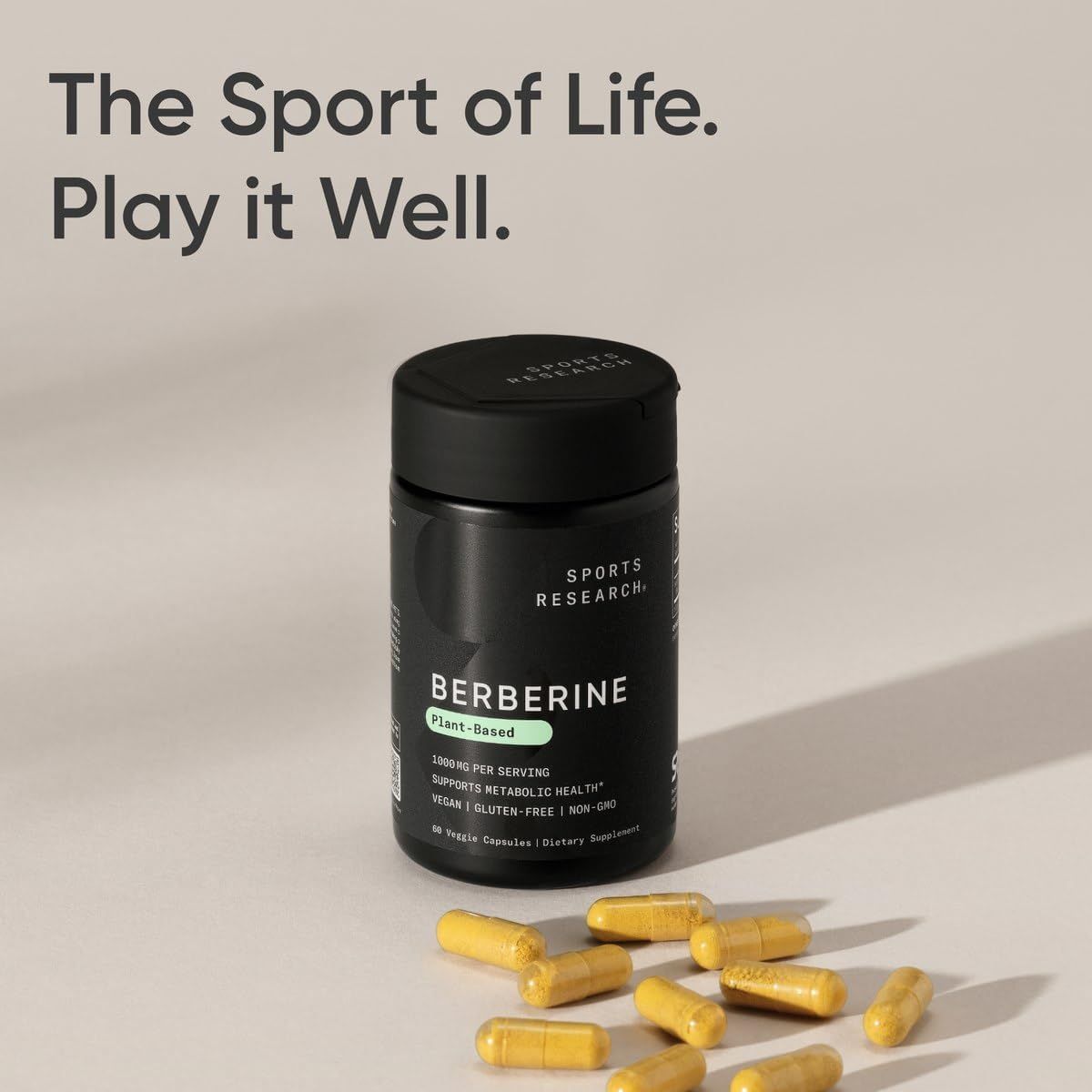 Sports Research Vegan Berberine 1000mg - Herbal Metabolic Support Supplement