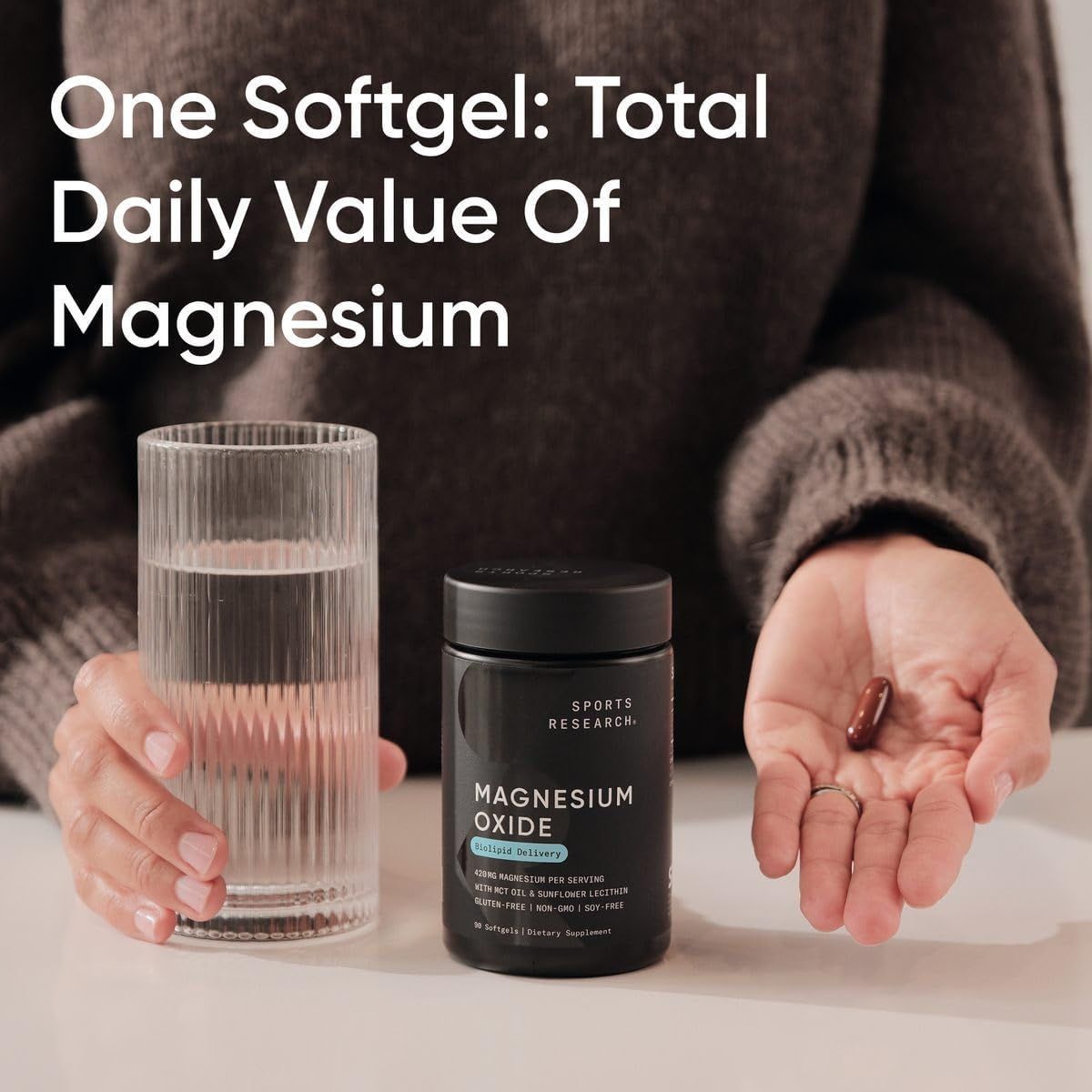 Sports Research Magnesium Oxide 420mg with Coconut MCT Oil - Wellness Support Softgels